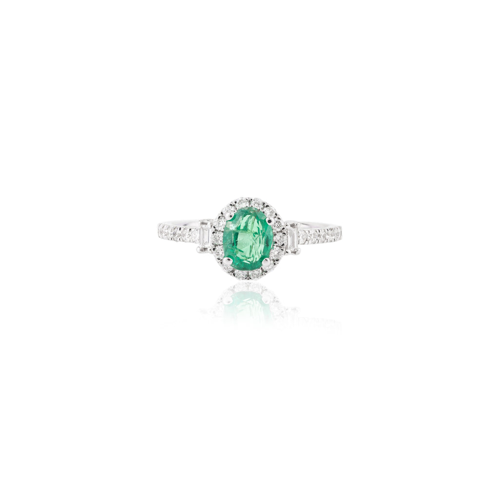 18K Gold Emerald Diamond Statement Ring Image