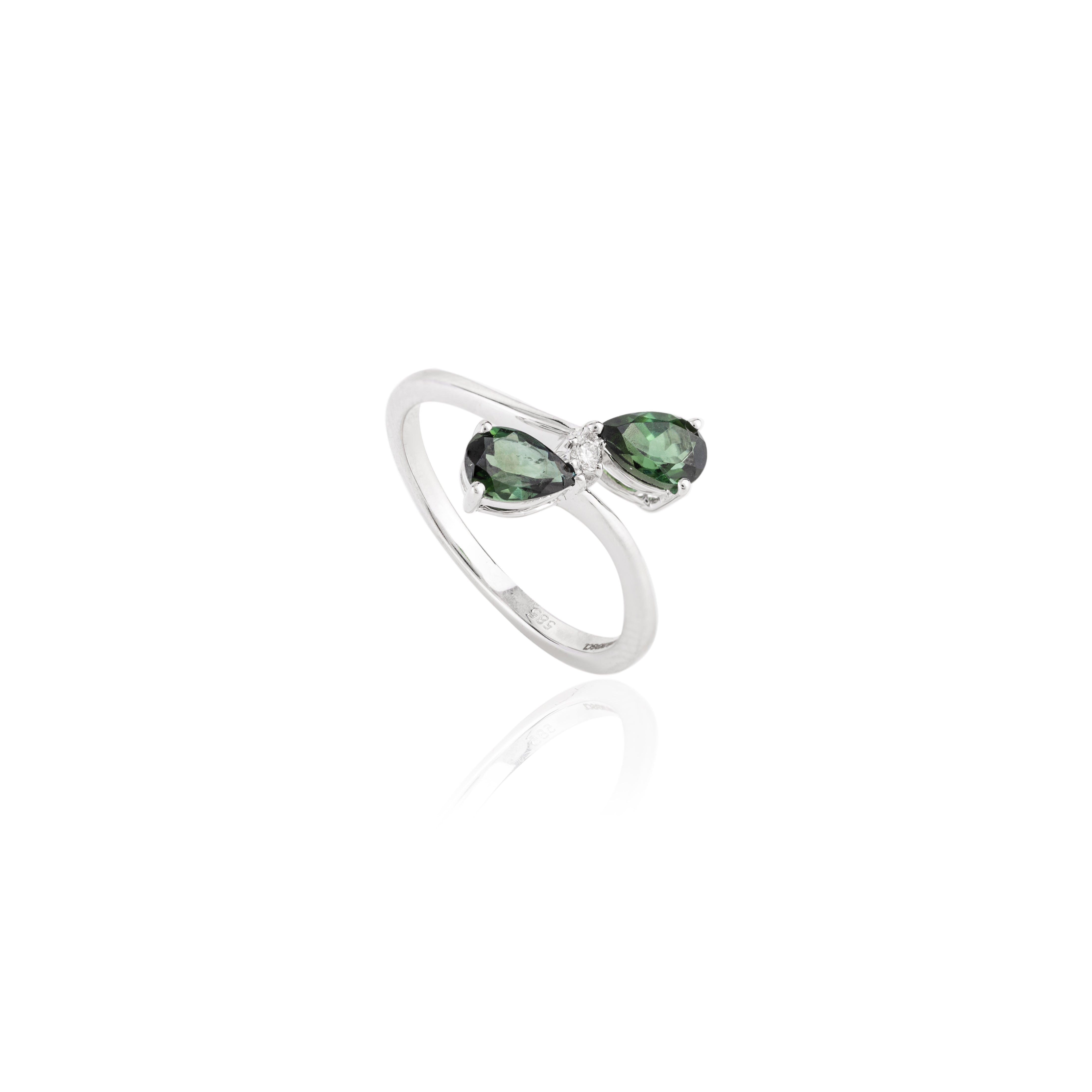 14K Green Tourmaline Two Stone Ring