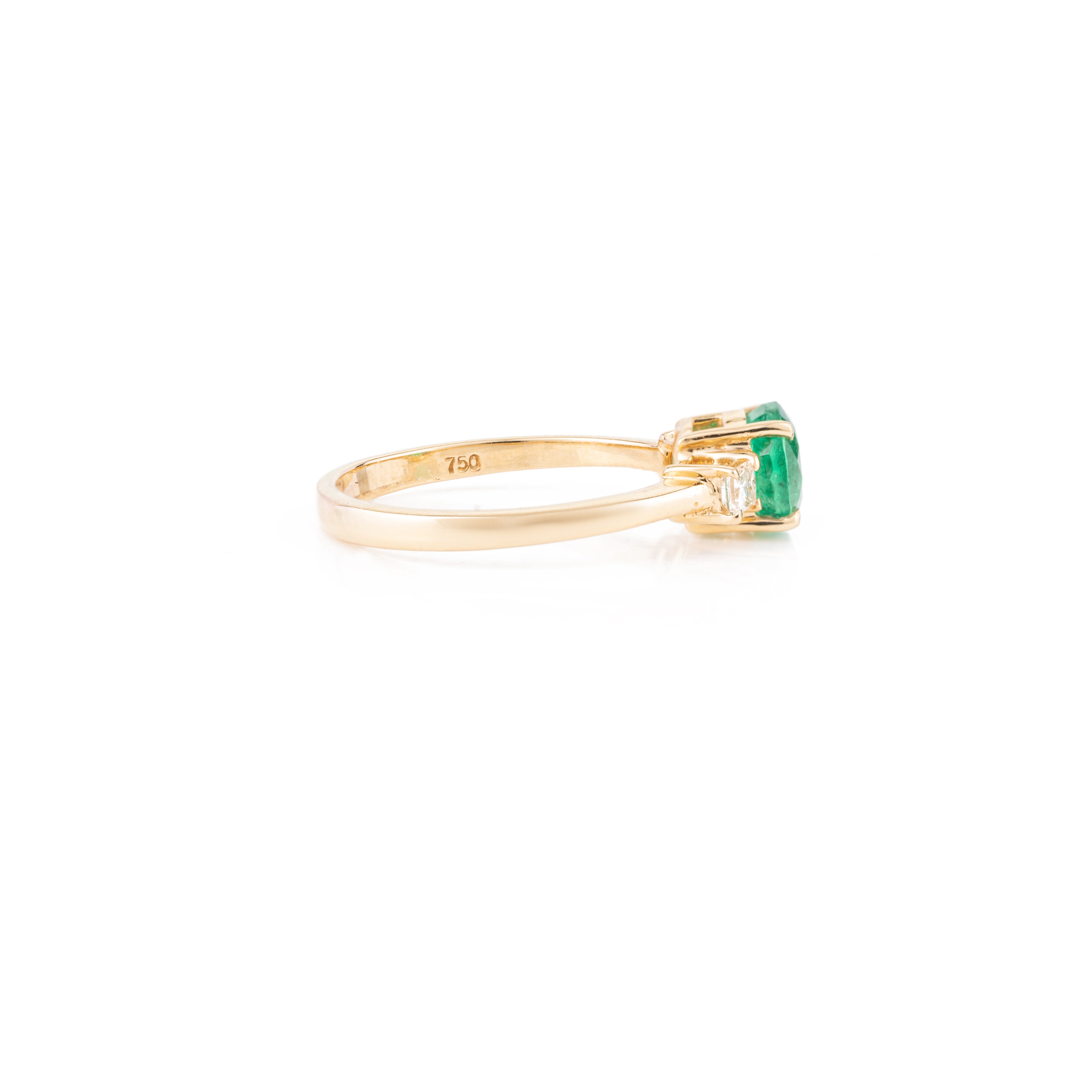 14k Emerald & Diamond Three-Stone Engagement Ring