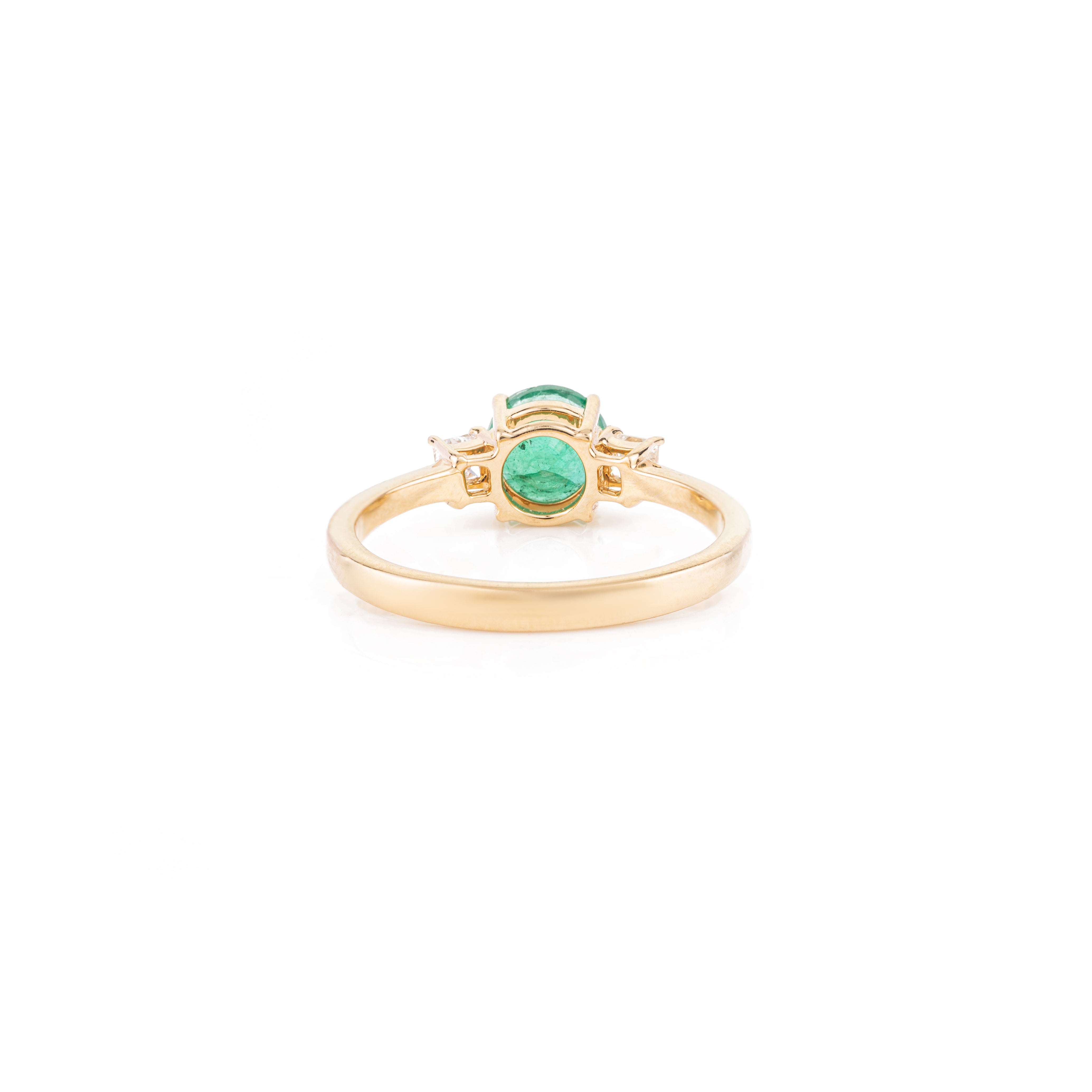 14k Emerald & Diamond Three-Stone Engagement Ring