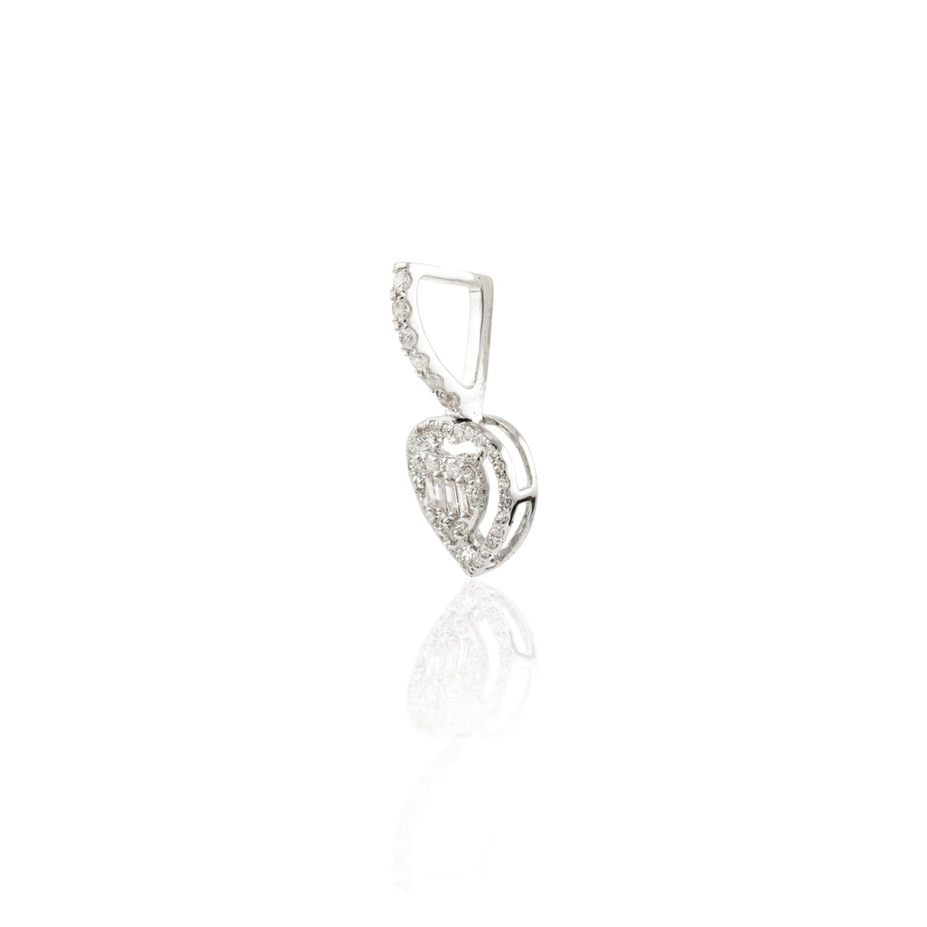 Heart Diamond Pendant In 18k Solid White Gold Image