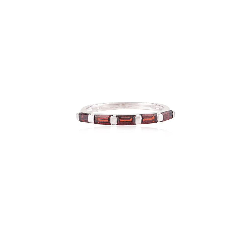 14K Gold Baguette Cut Garnet Half Eternity Band Image