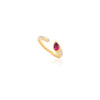 14K Solid Yellow Gold Modernist Pear Cut Ruby Open Ring Thumbnail