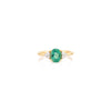 14K Solid Yellow Gold Emerald Diamond Statement Ring Thumbnail