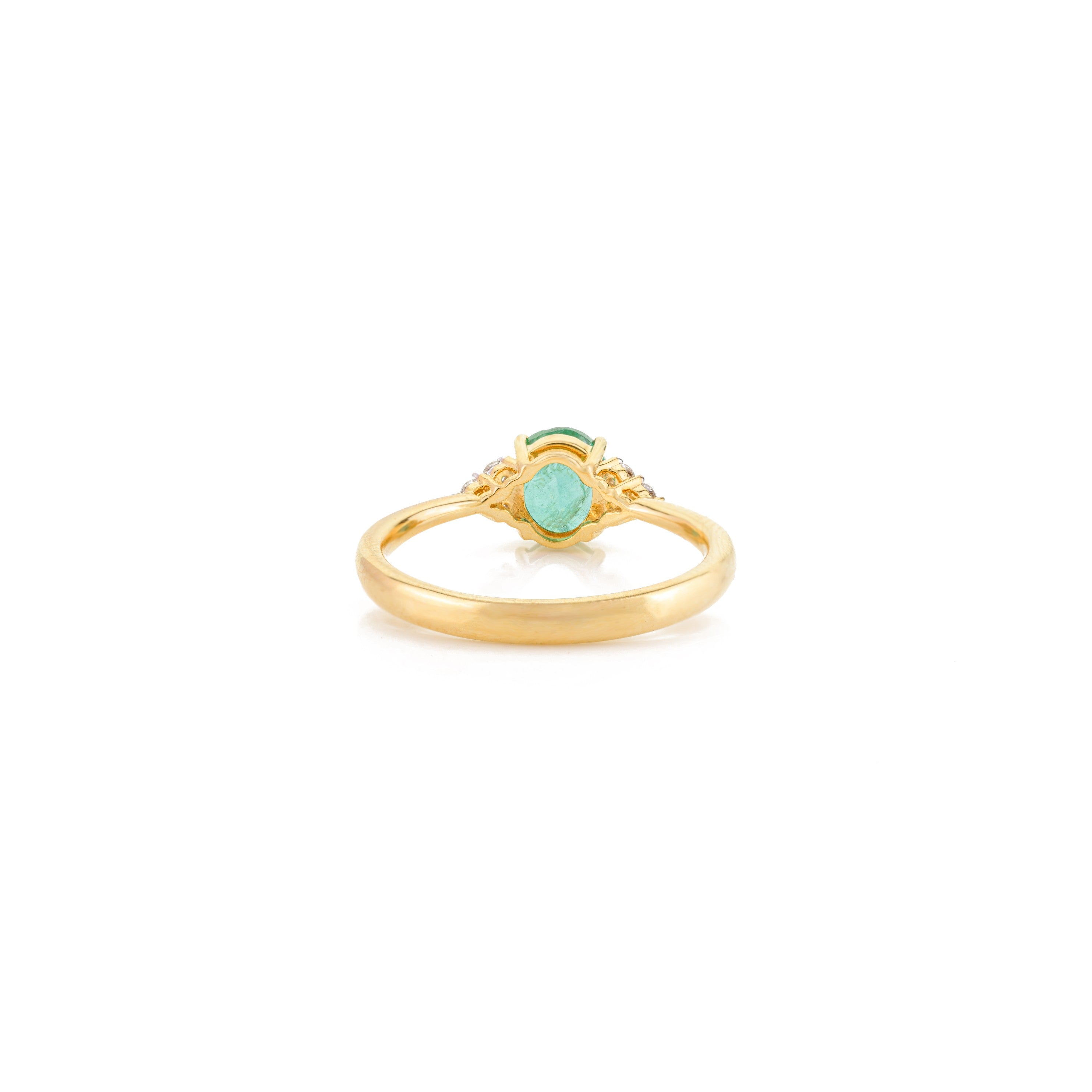 14K Solid Yellow Gold Emerald Diamond Statement Ring - vrjewels-us