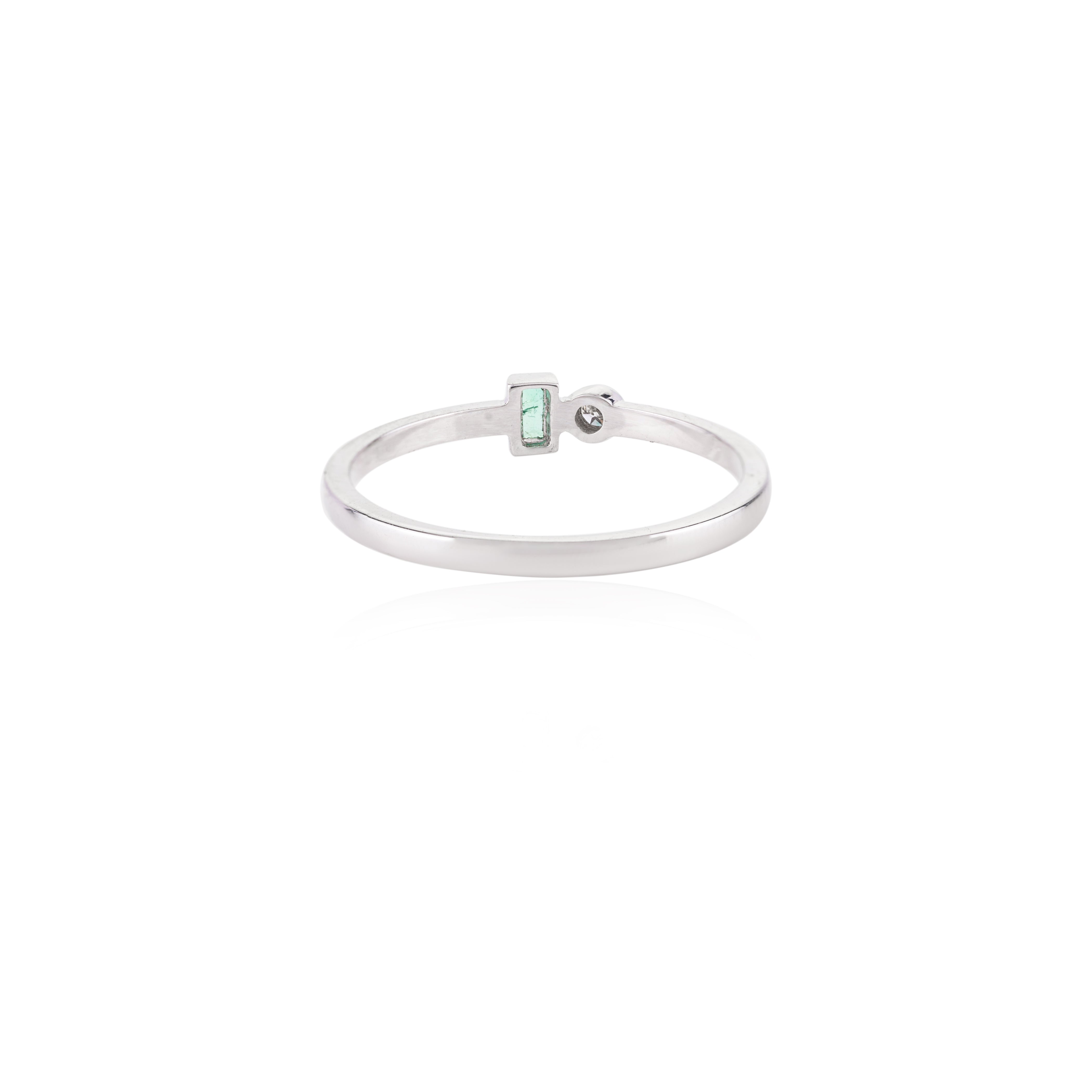 14K Gold Emerald Diamond Toi Et Moi Ring