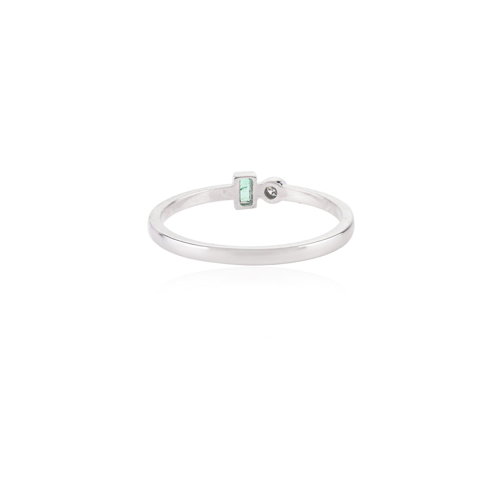 14K Gold Emerald Diamond Toi Et Moi Ring Image