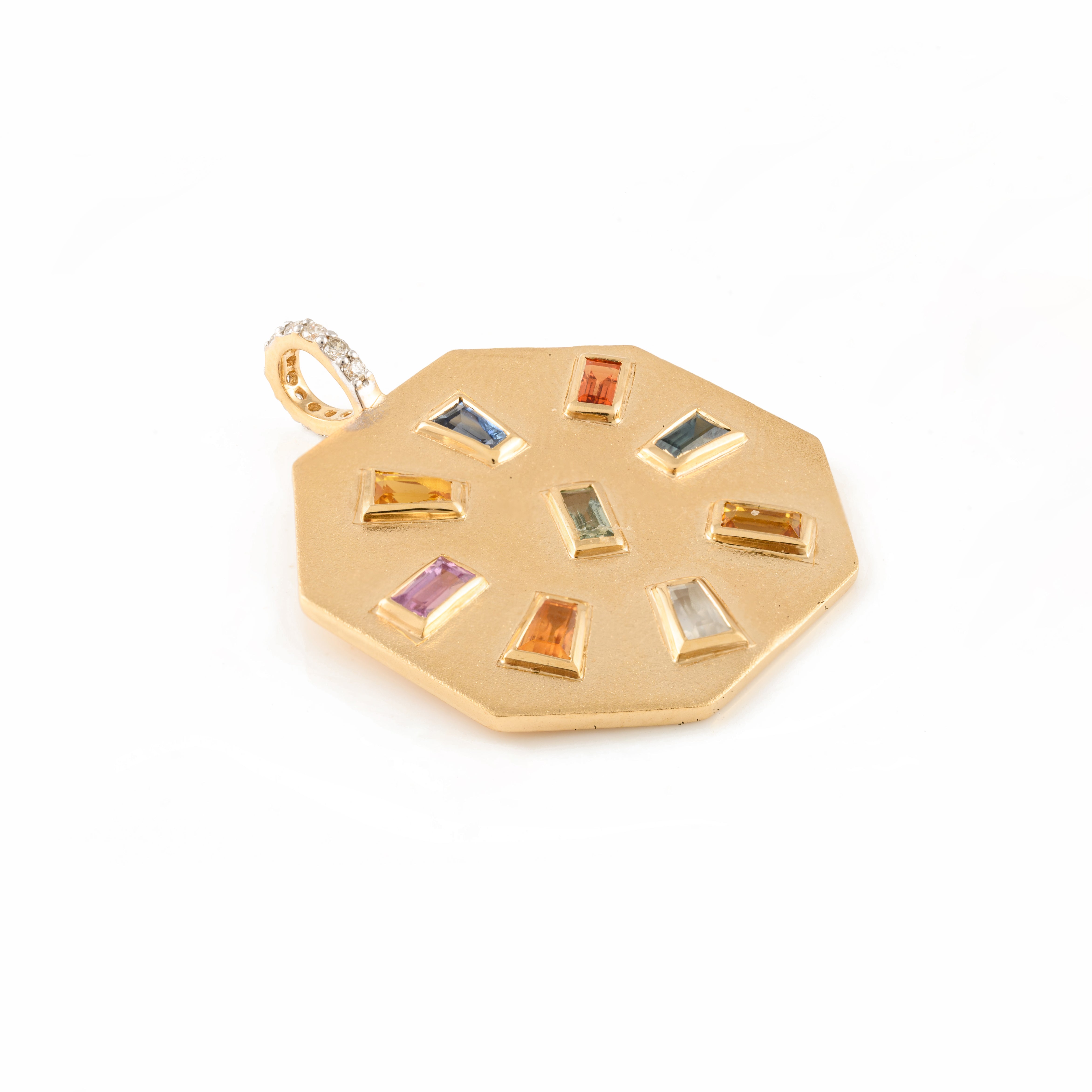 Antique Multi Sapphire Pendant 18k Solid Yellow Gold