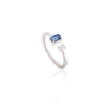 18K Gold Blue Sapphire & Diamond Open Ring Thumbnail