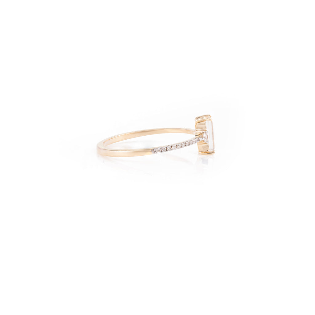 14K Gold Baguette Cut Moonstone Statement Ring Image