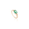 14K Solid Gold Emerald East West Statement Ring Thumbnail