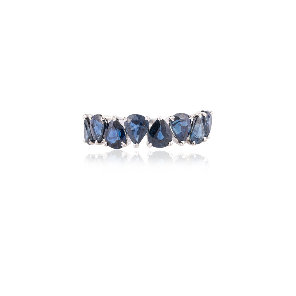 14K Gold Pear Cut Blue Sapphire Ring