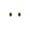 14K Solid Yellow Gold Tourmaline Halo Diamond Stud Earrings Thumbnail