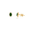 14K Solid Yellow Gold Tourmaline Halo Diamond Stud Earrings Thumbnail