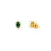 14K Solid Yellow Gold Tourmaline Halo Diamond Stud Earrings Thumbnail