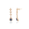 14K Gold Blue Sapphire Diamond Dangle Earrings Thumbnail