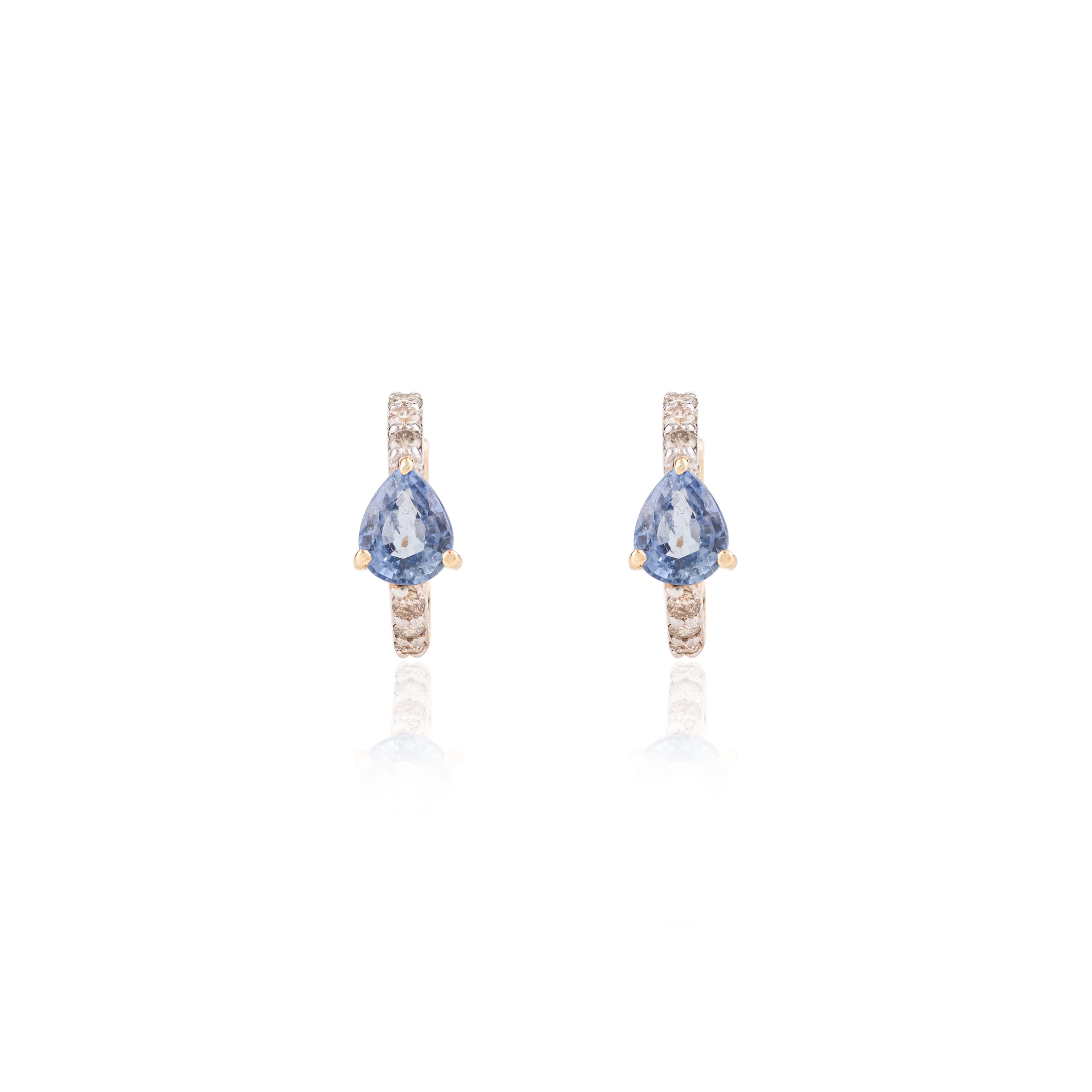 18K Blue Sapphire Diamond Helix Cuff Earrings