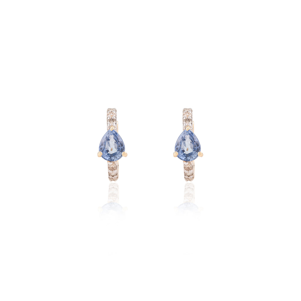 18K Blue Sapphire Diamond Helix Cuff Earrings Image