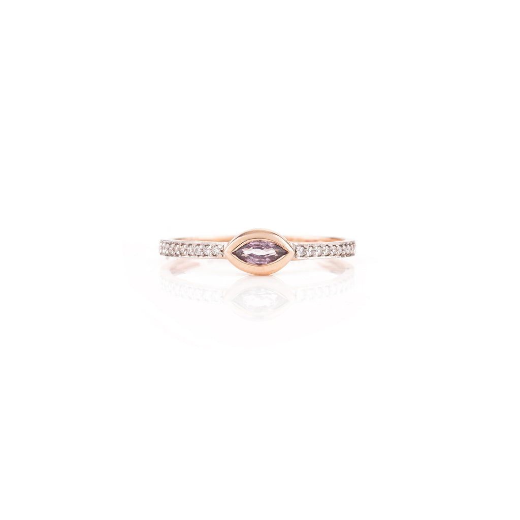 14K Rose Gold Marquise Cut Amethyst Ring Image
