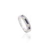 18k Gold Blue Sapphire Diamond Band Ring Thumbnail