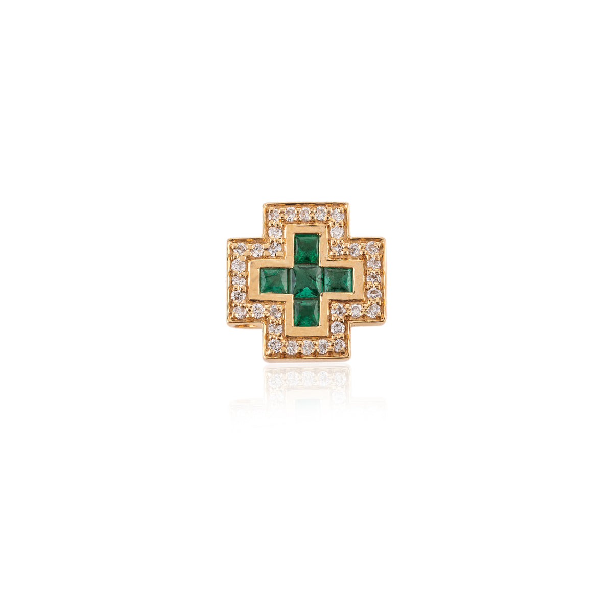 18K Gold Emerald Diamond Pendant