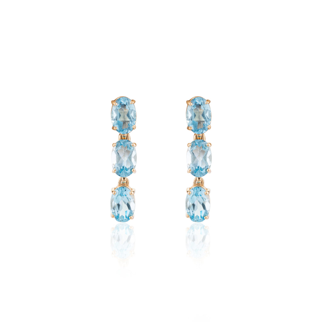 Natural Blue Topaz Gemstone Necklace and Earrings Set Image