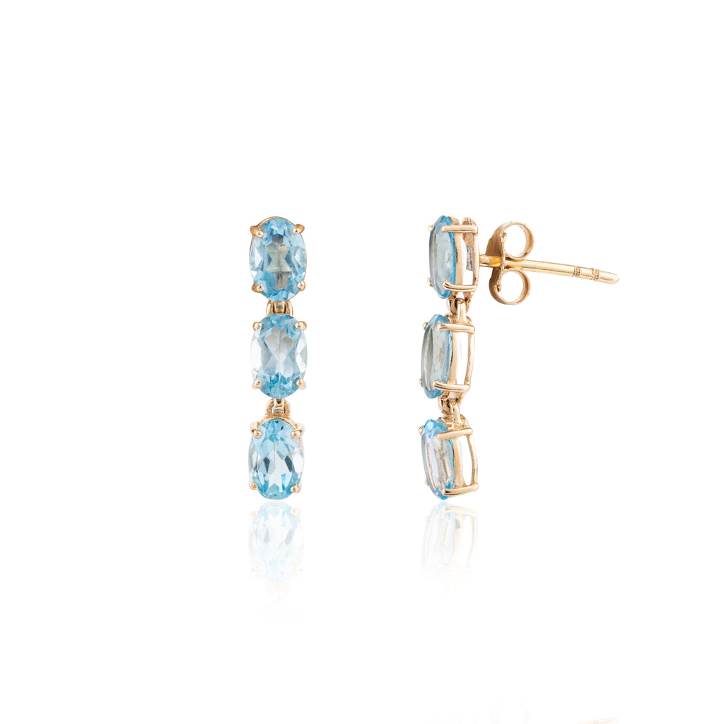 Natural Blue Topaz Gemstone Necklace and Earrings Set Image