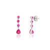 14K Solid White Gold Ruby Dangle Earrings Thumbnail