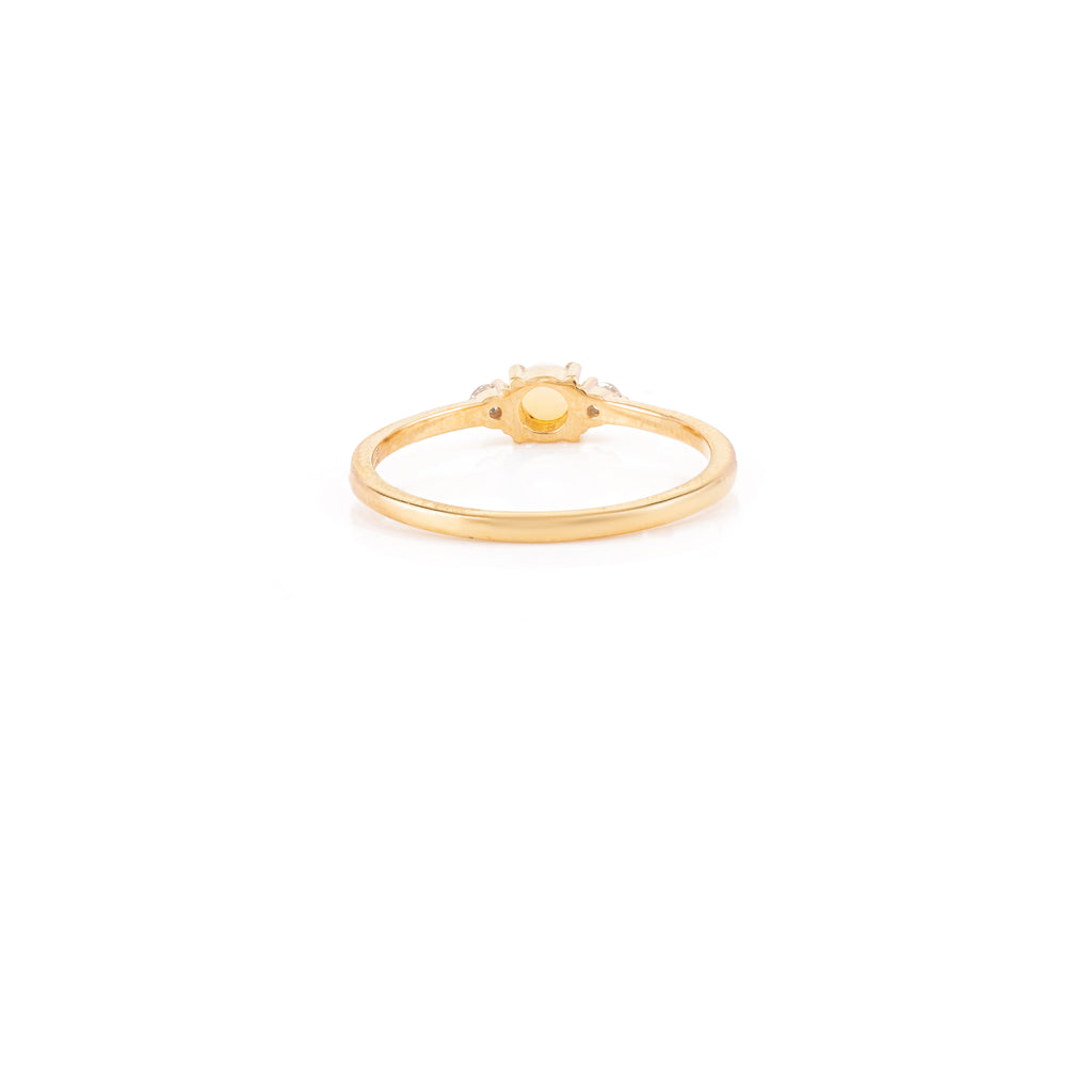 18K Gold Opal Diamond Dainty Ring Image