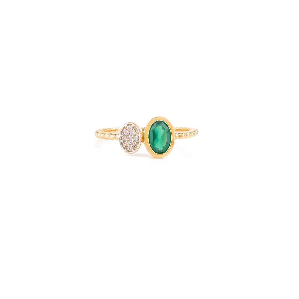 18K Gold Emerald & Diamond Open Ring Image