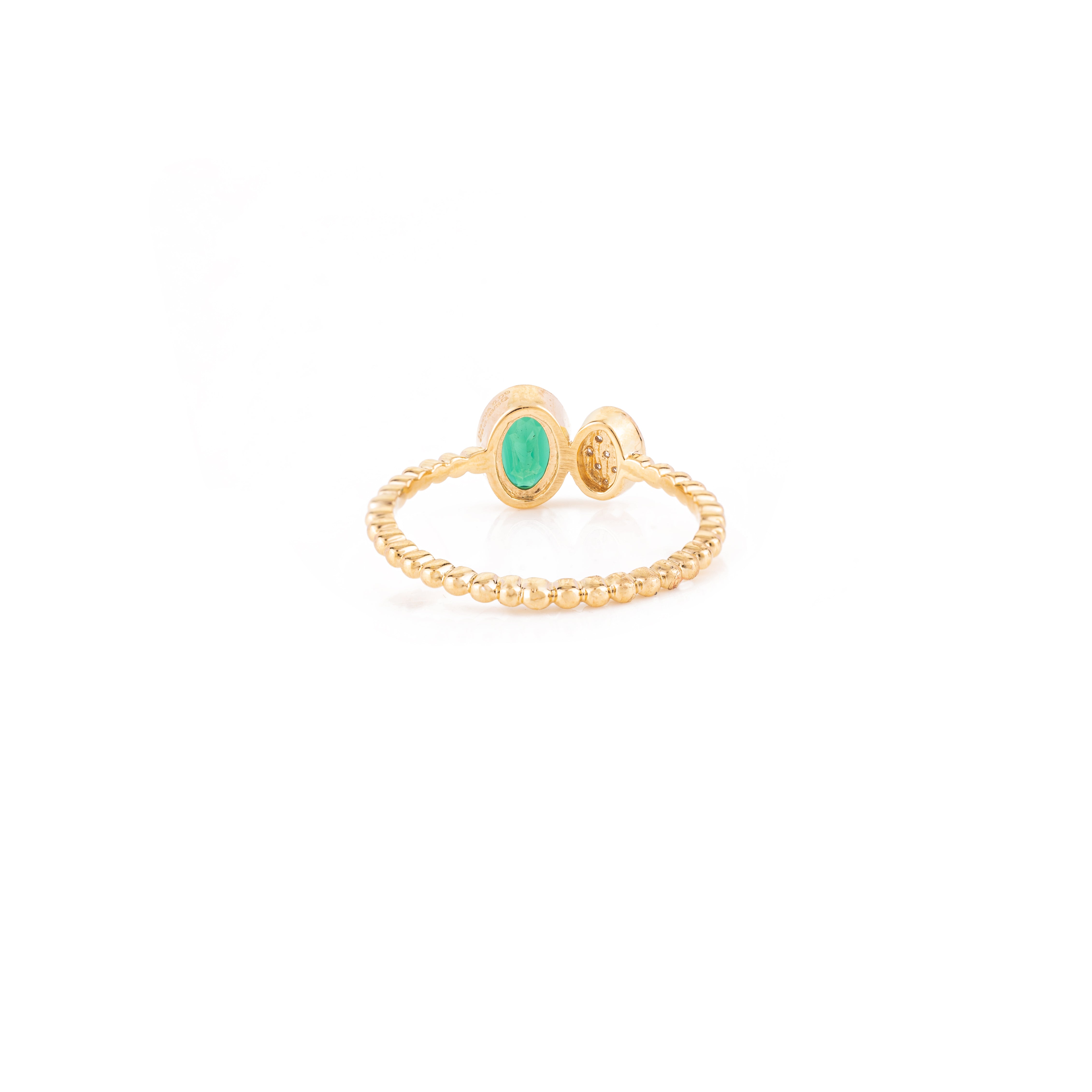 18K Gold Emerald & Diamond Open Ring