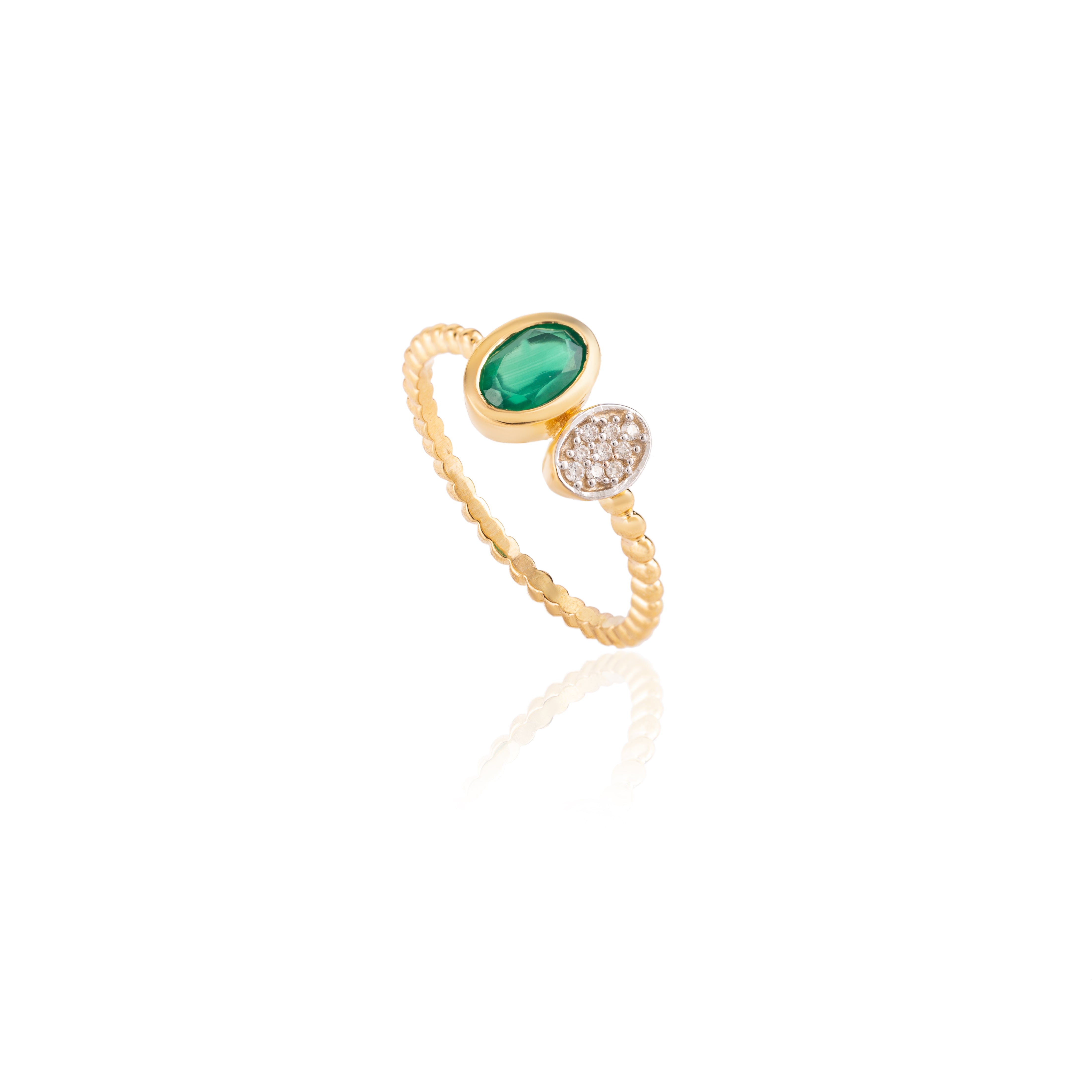 18K Gold Emerald & Diamond Open Ring