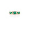 18K Gold Emerald Diamond Halo Trinity Ring Thumbnail