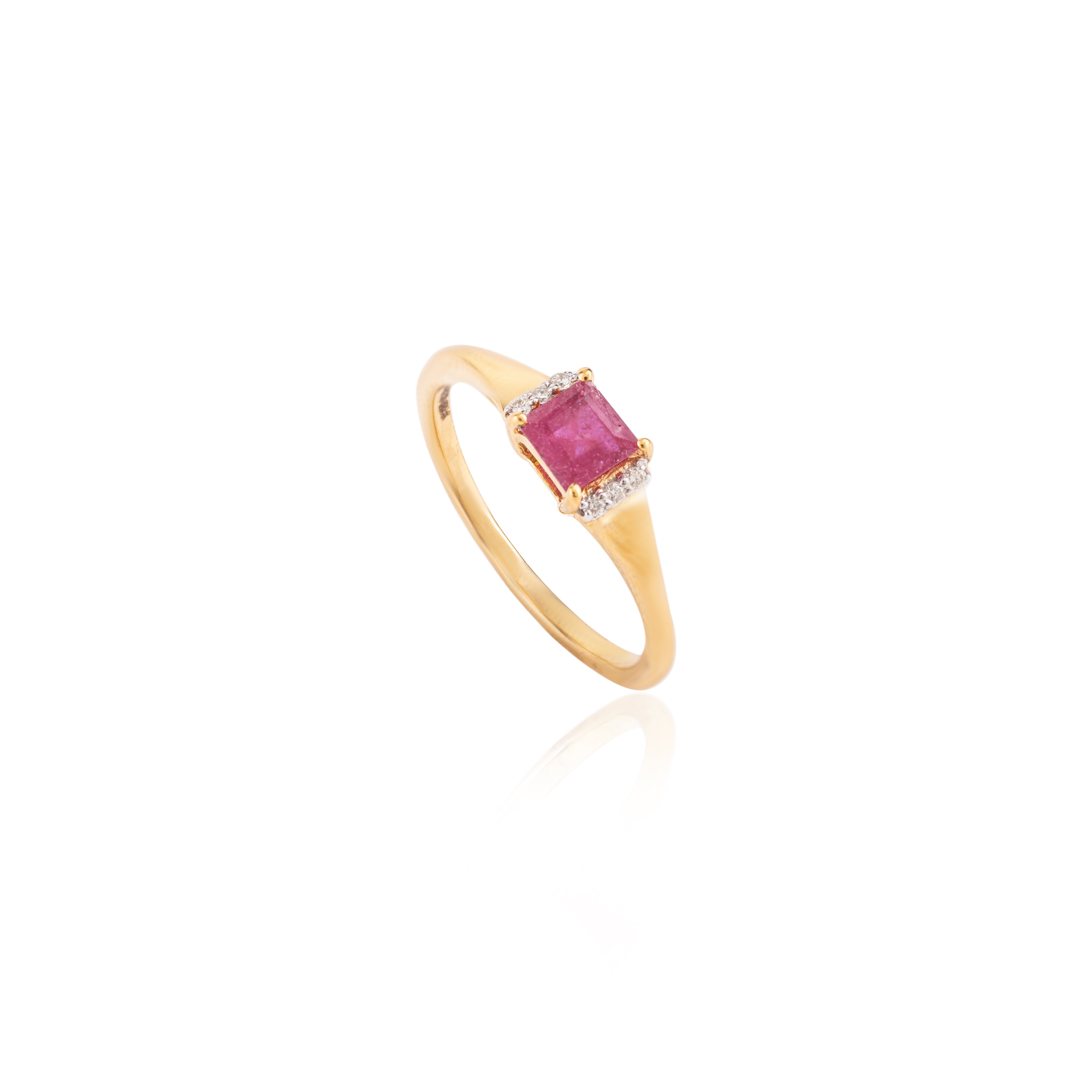 18k Genuine Ruby Diamond Engagement Ring