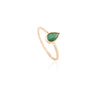 18k Yellow Gold Dainty Pear Cut Emerald Ring Thumbnail