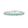 18K Gold Emerald Halo Diamond Tennis Bracelet Thumbnail