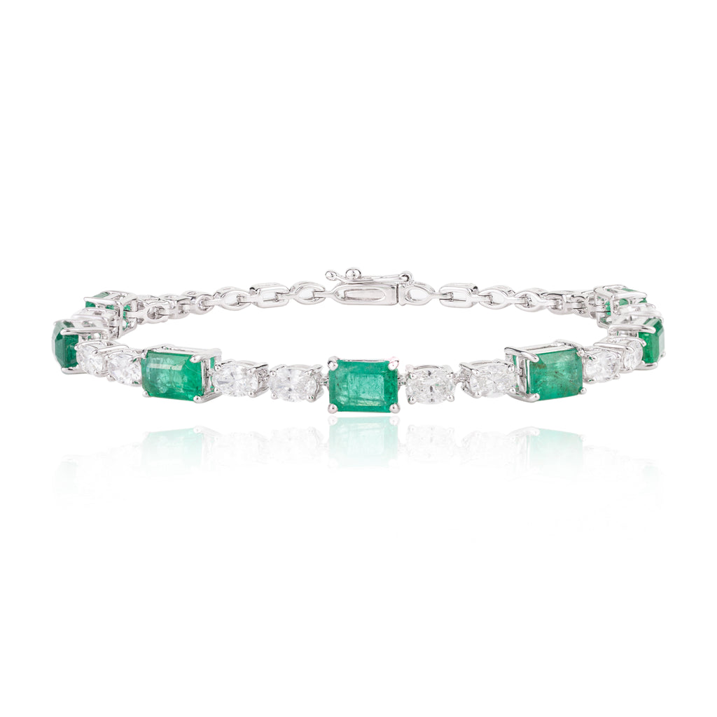 18K Gold Emerald Diamond Designer Bracelet Image