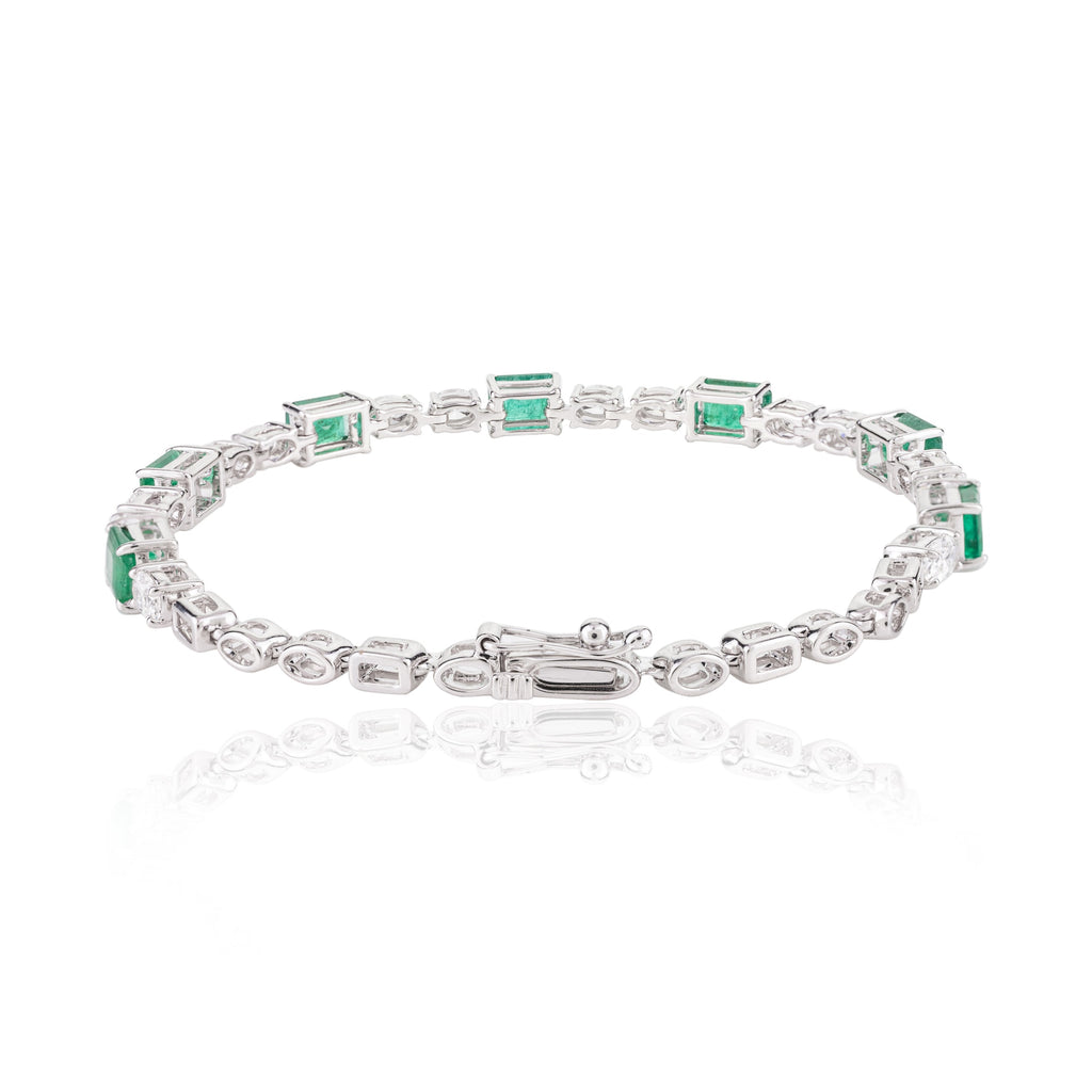 18K Gold Emerald Diamond Designer Bracelet Image