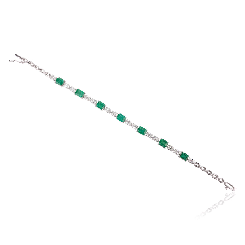 18K Gold Emerald Diamond Designer Bracelet Image