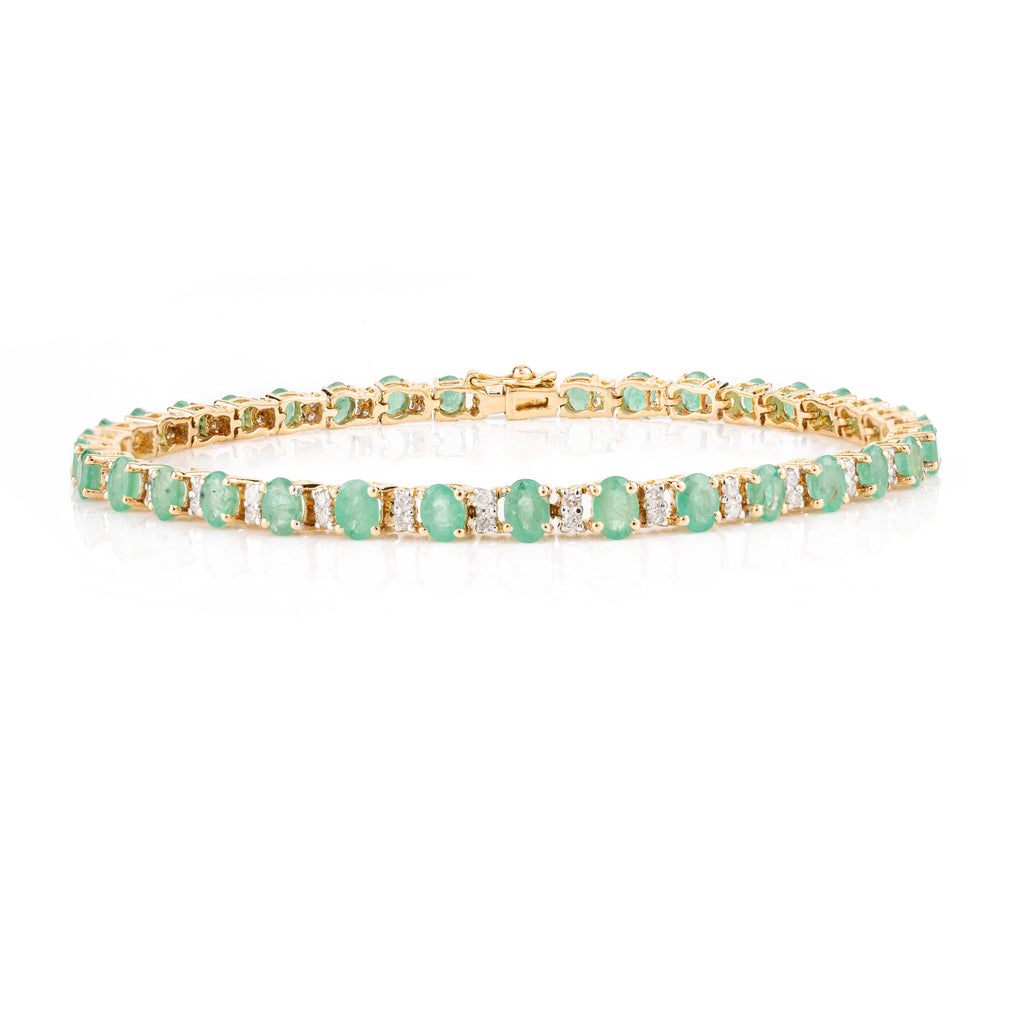 Emerald and Diamond Designer Tennis Bracelet Image