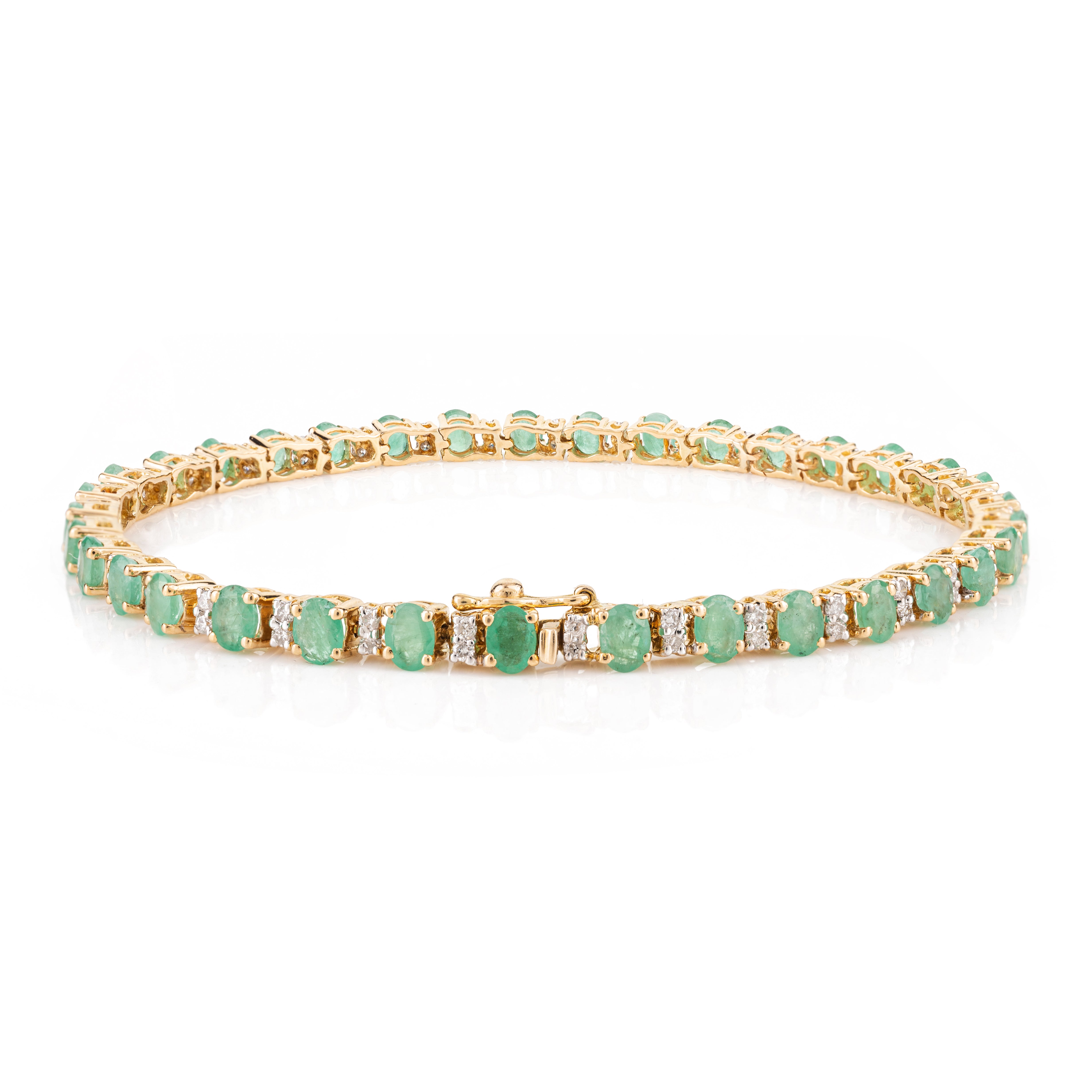 Emerald and Diamond Designer Tennis Bracelet