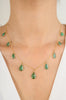 18K Solid Yellow Gold Emerald Teardrop Chain Necklace Thumbnail