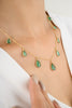 18K Solid Yellow Gold Emerald Teardrop Chain Necklace Thumbnail