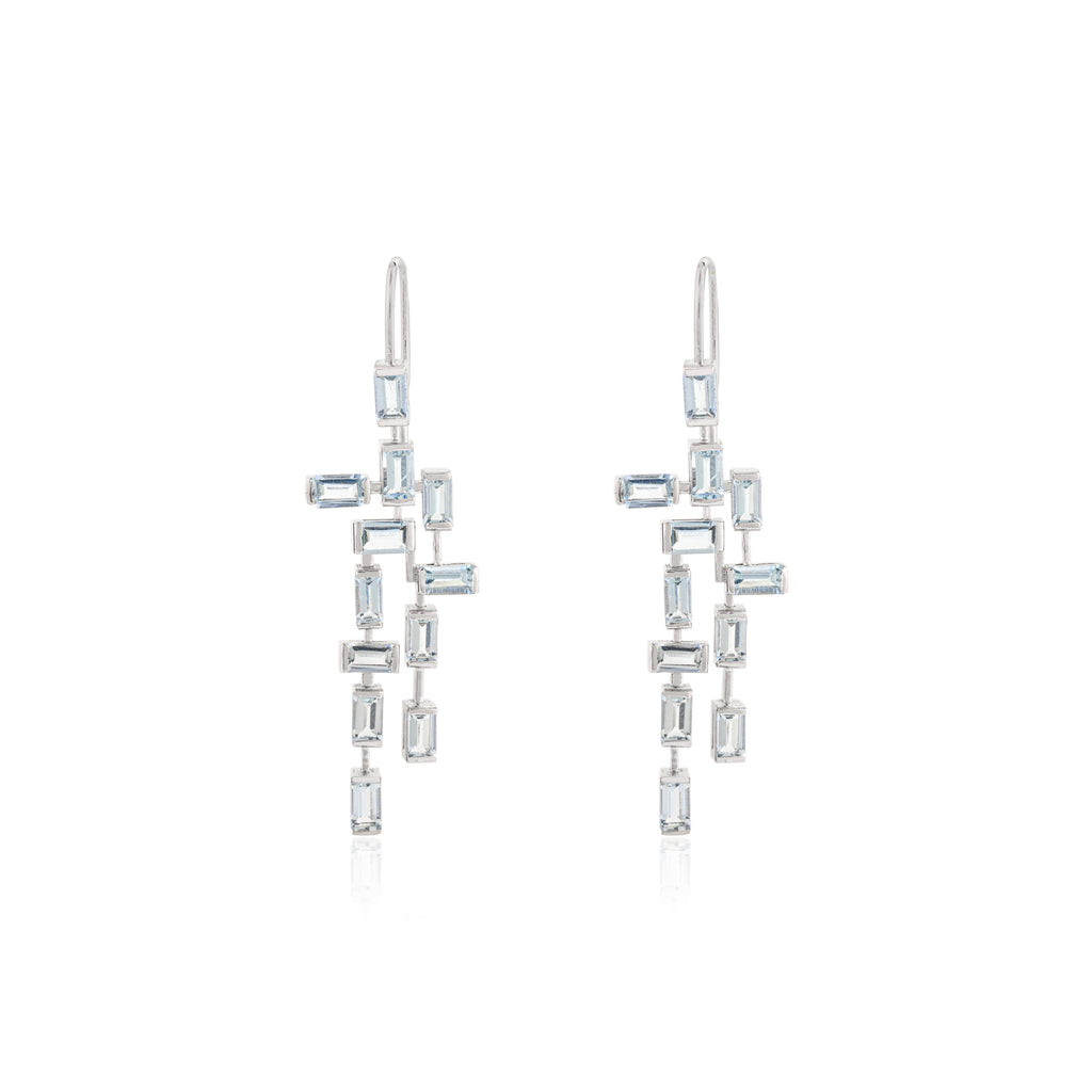 18K White Gold Aquamarine Dangle Earrings Image