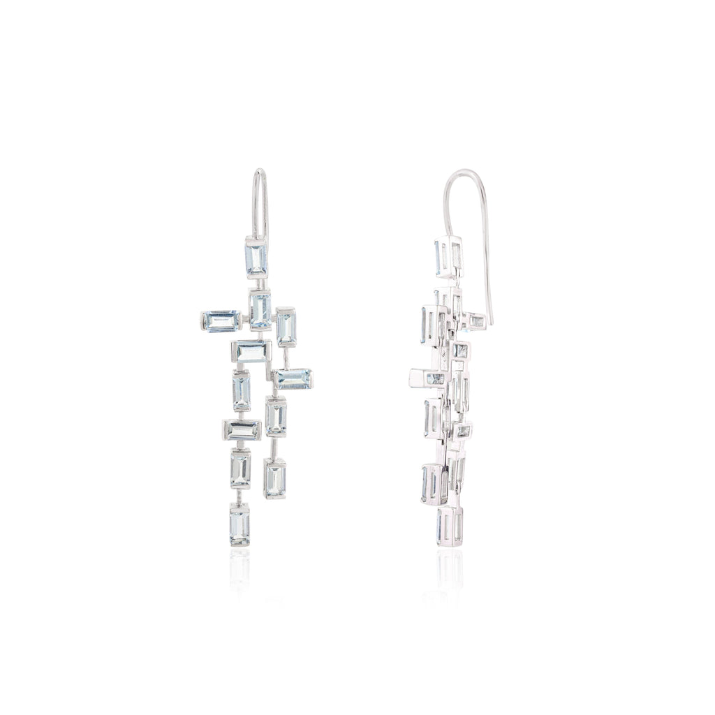 18K White Gold Aquamarine Dangle Earrings Image