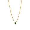 Mid Century 1.29ct Emerald Heart Necklace With Diamonds in 14k Gold Thumbnail