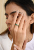 18K Gold Emerald Diamond Halo Trinity Ring Thumbnail