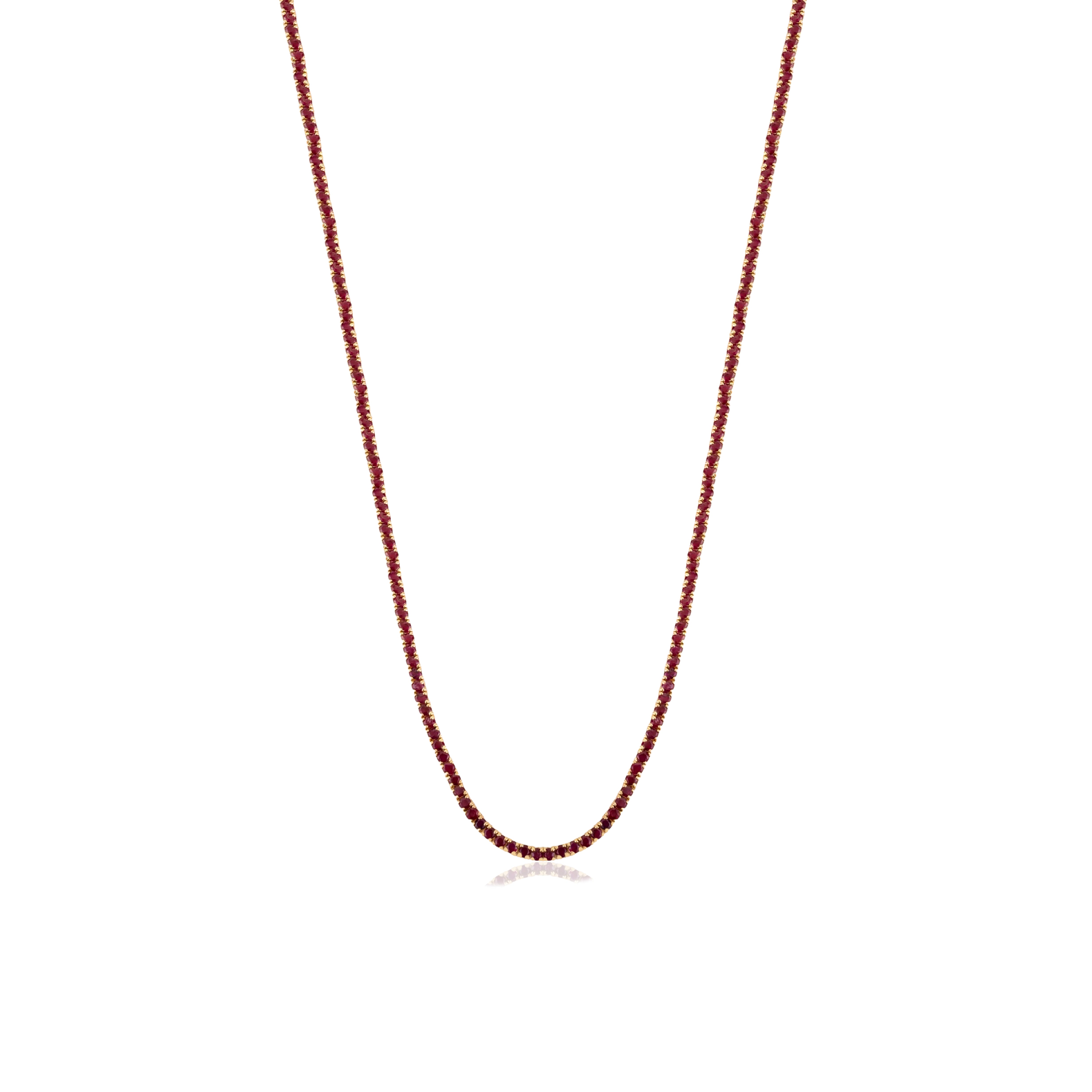 14K Gold Round Ruby 8.54 Carat Contemporary Tennis Necklace