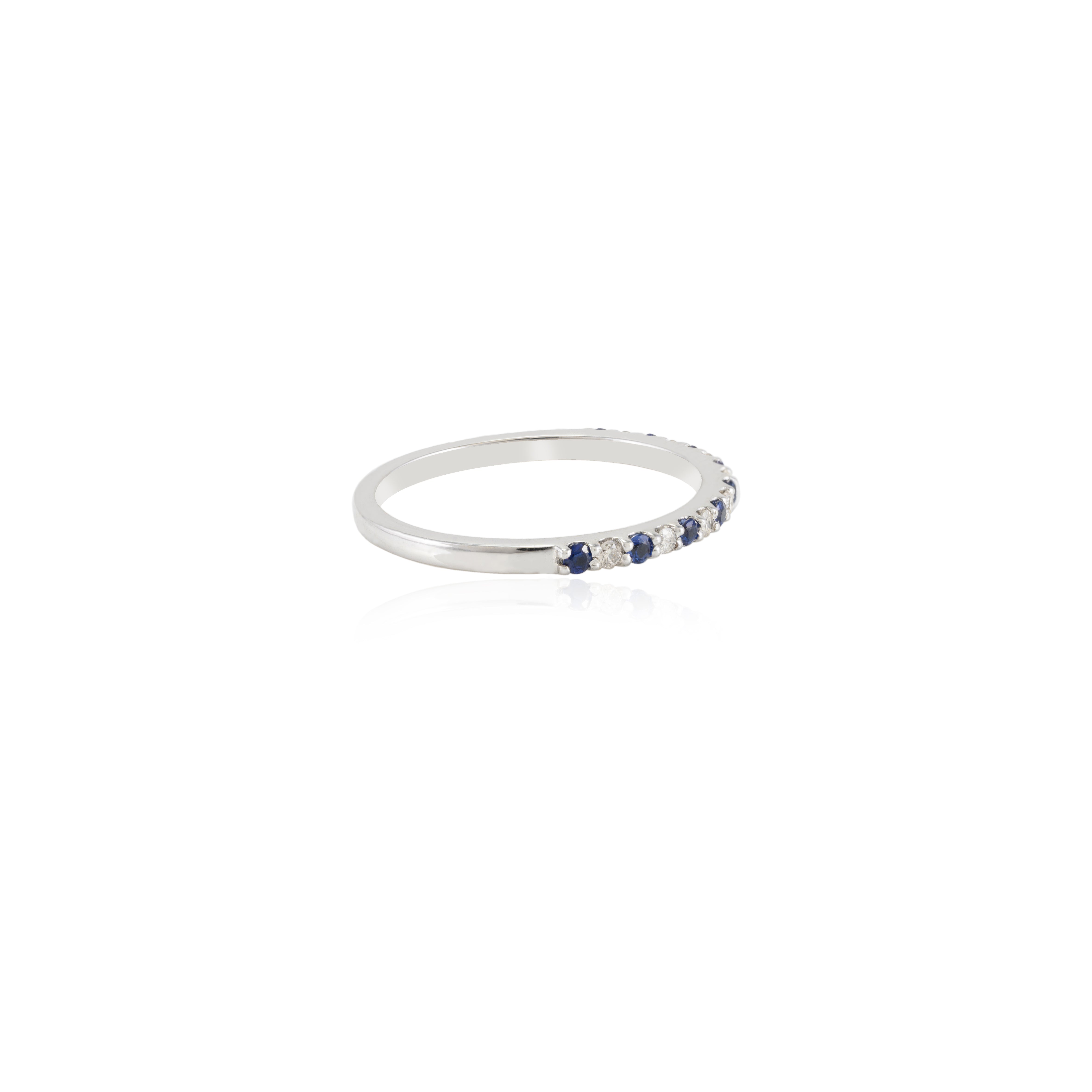 18K Gold Blue Sapphire Diamond Half Eternity Band