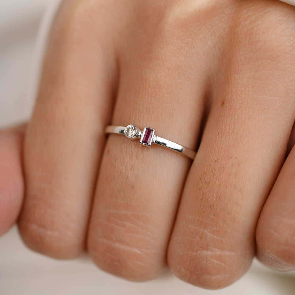 14K Gold Ruby Diamond Toi Et Moi Ring Image